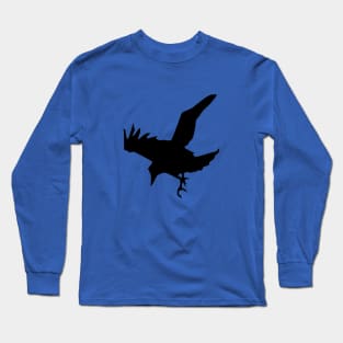 Minimalist Raven or Crow In Flight Silhouette Long Sleeve T-Shirt